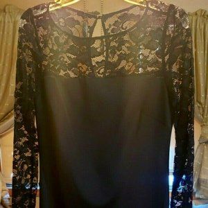 Donna Ricco Black Laced Sleeve Dress Size 10 Little Black dress